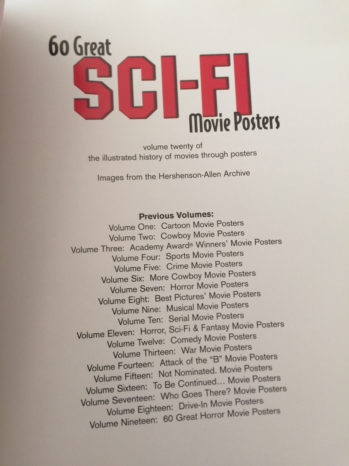 60 Great Sci-fi Movie Posters Volume 20 By Bruce Hershenson 60 Pages 2003