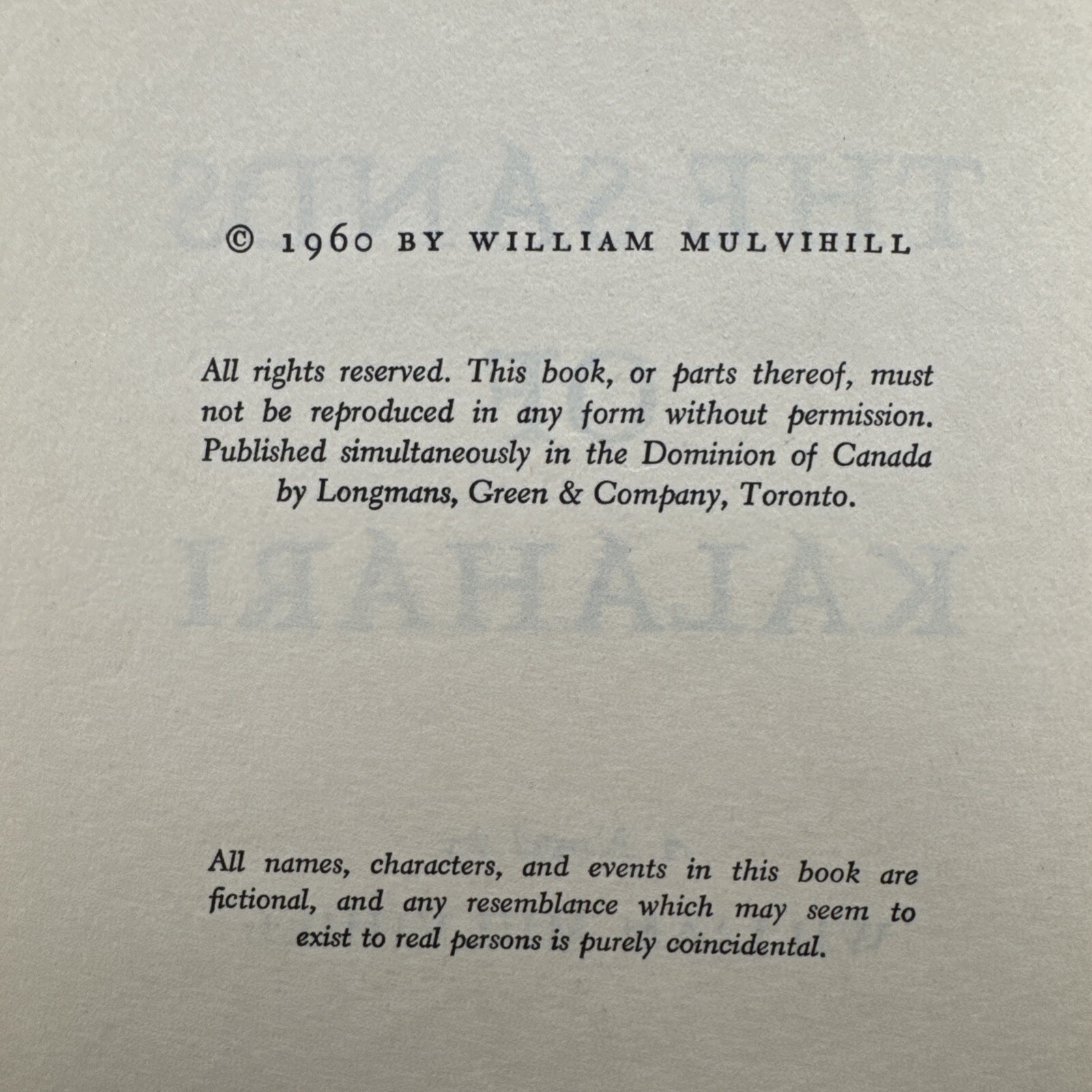 The Sands Of Kalahari WILLIAM MULVIHILL 1960 vintage hardcover adventure fiction