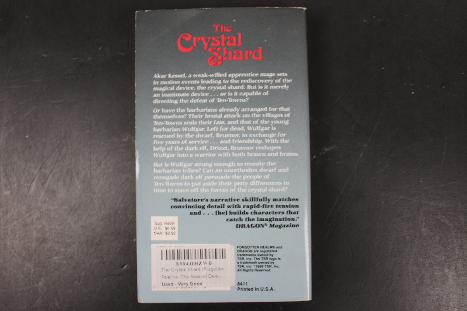 The Crystal Shard R. A. Salvatore 1988 Forgotten Realms Fantasy Adventure TSR PB