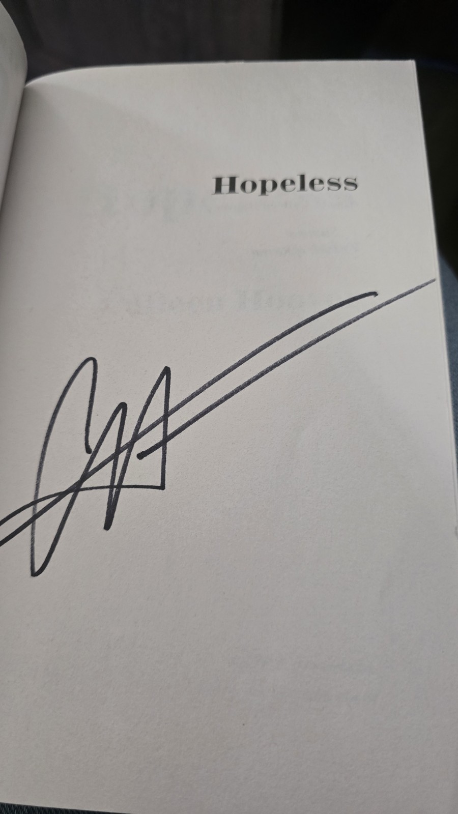 Colleen Hoover Hopeless SIGNED First Atria Paperback 2013 Rare Early Edition