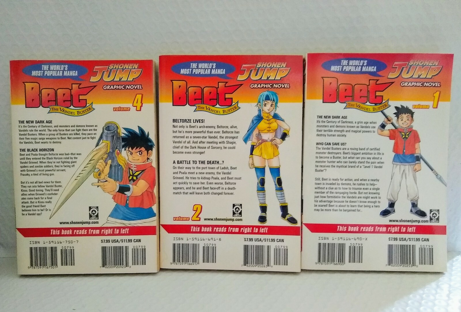 Lot of 3 BEET The Vandel Buster Shonen Jump Graphic Novels Paperbacks #1, 2 & 4