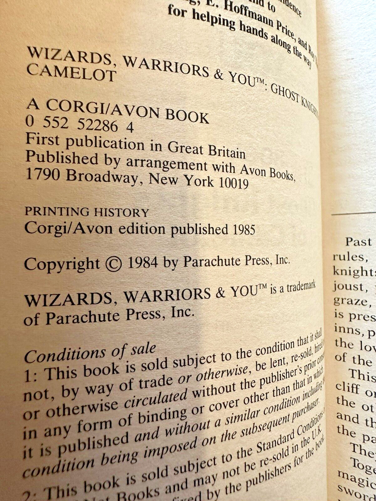 Wizards Warriors and You ~ Ghost Knights of Camelot ~ 4 ~ First Printing ~ Corgi