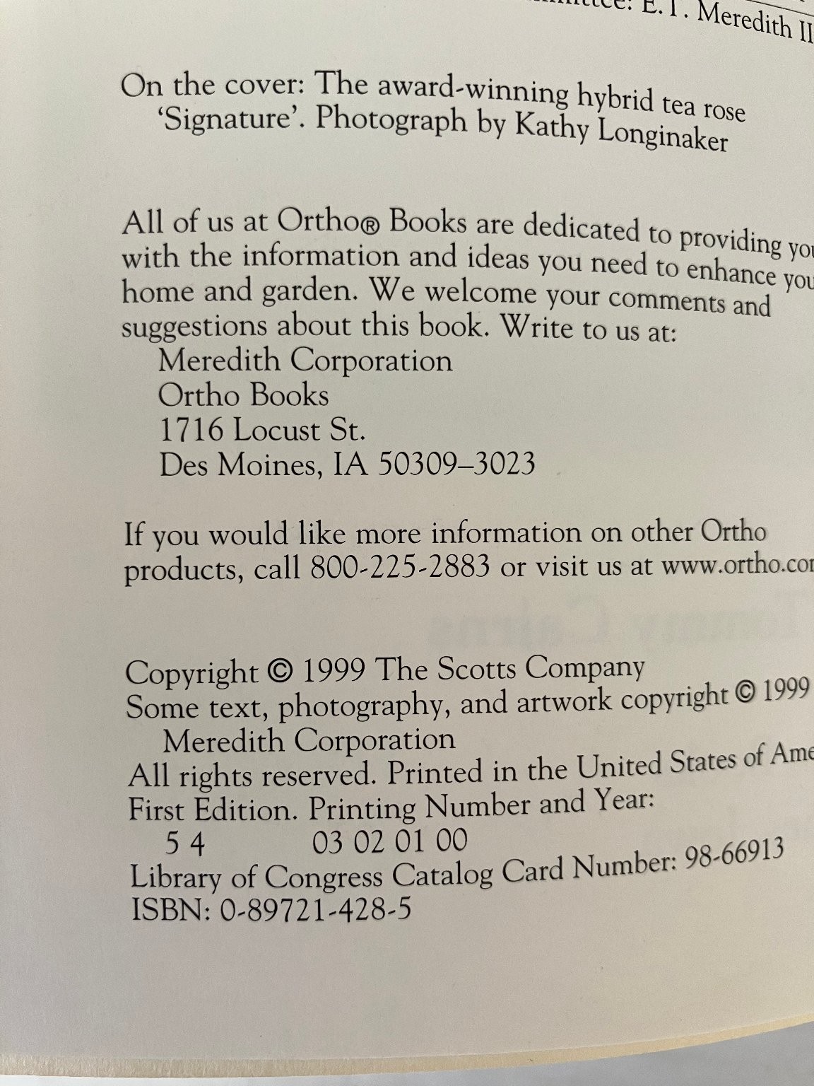 Ortho’s All About Roses 1999 First Edition Gardening Guide Meredith Corp PB