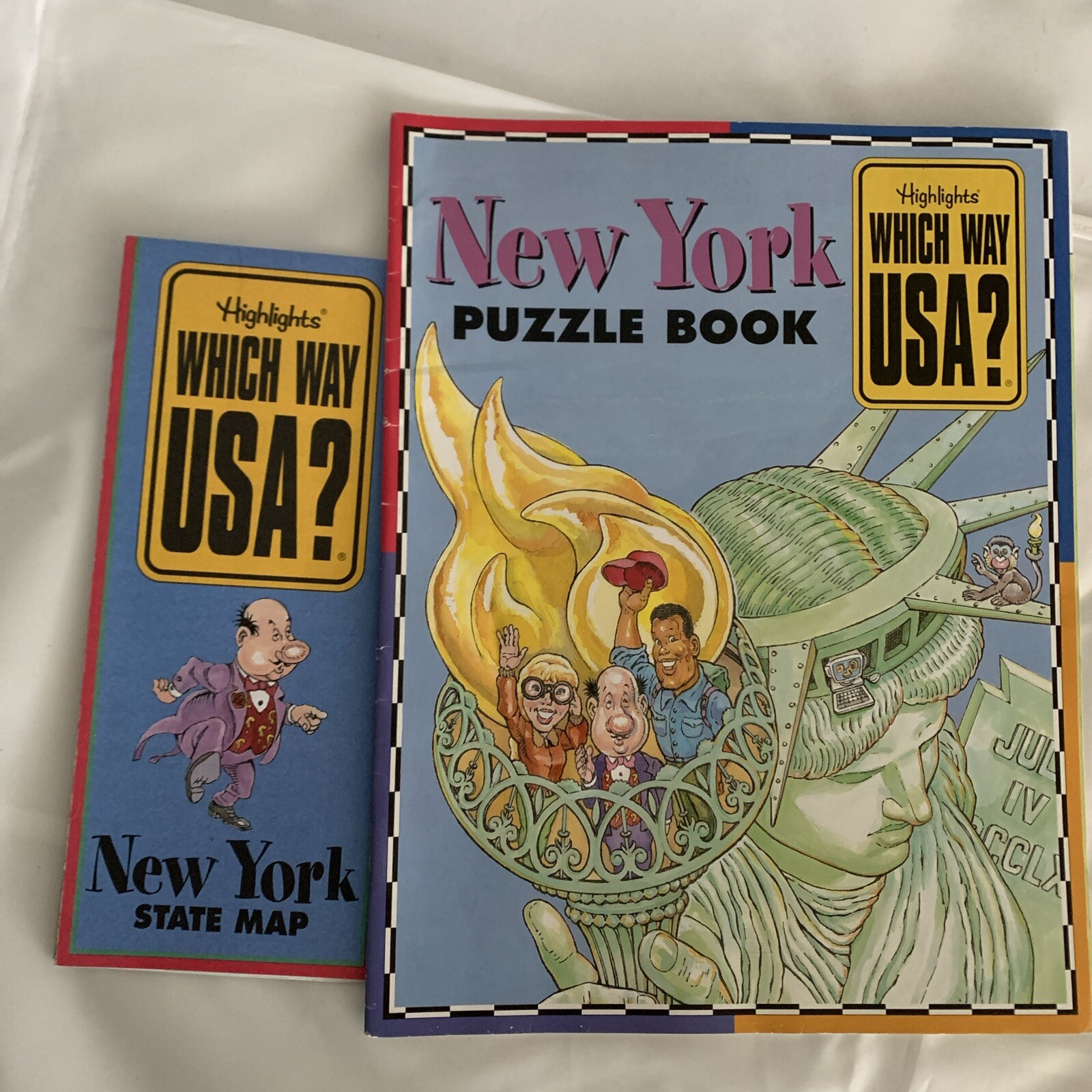 Highlights Which Way USA? State Puzzle Activity Book & Map Lot of 8 Home School