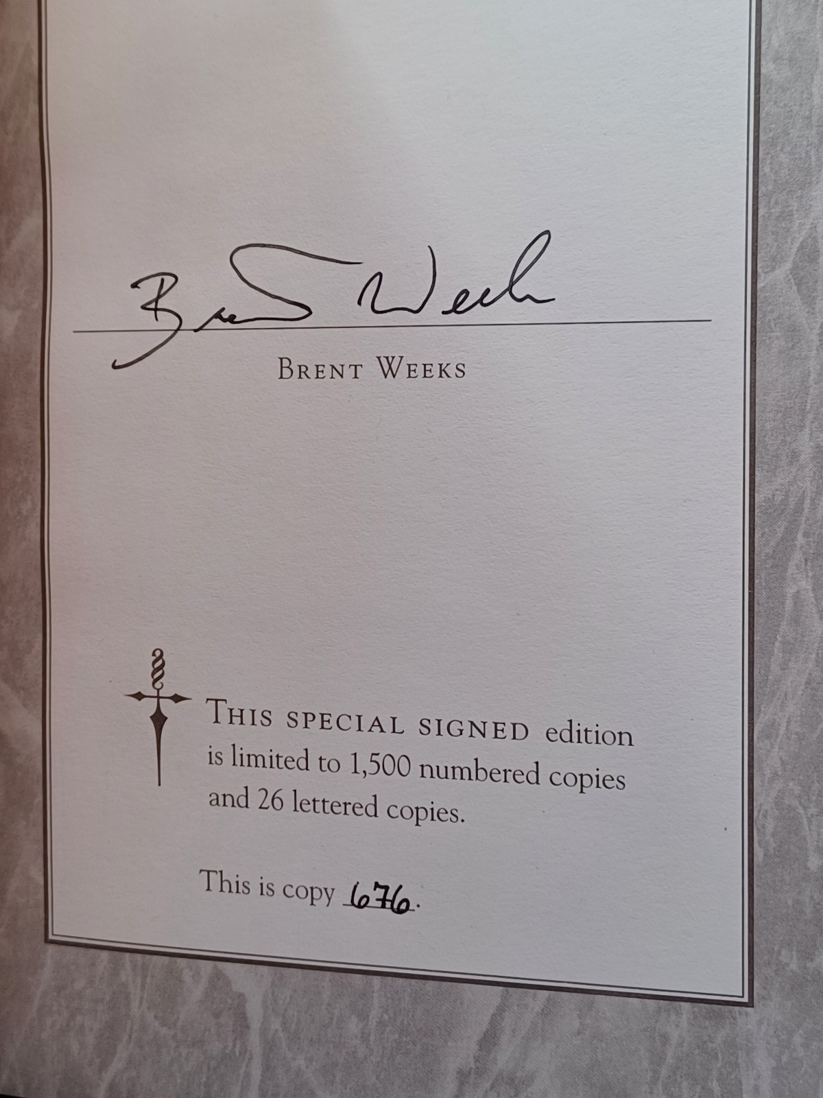PERFECT SHADOW (NIGHT ANGEL) By Brent Weeks SIGNED Limited Numbered Hardcover ed