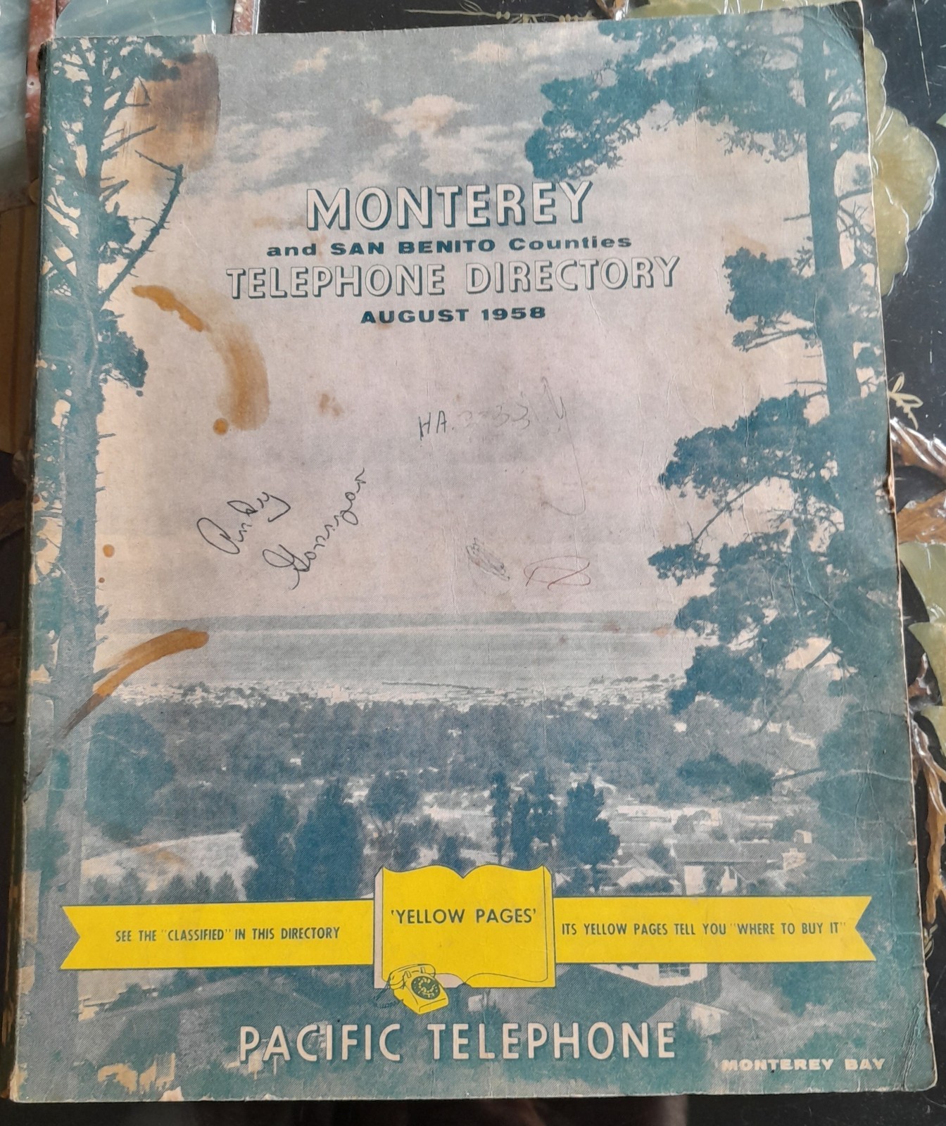 MONTEREY SAN BENITO TELEPHONE DIRECTORY YELLOW PAGES AUG 1958 PAC-BELL FREE SHIP