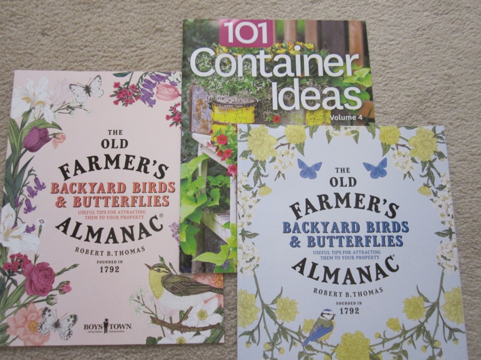 2023, 2025 Farmer’s Almanac Birds & Butterflies & 101 Container Ideas Booklets