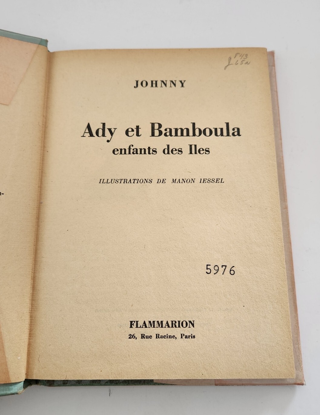 Ady and Bamboula, Enfant Des Iles French Book – Johnny 1952