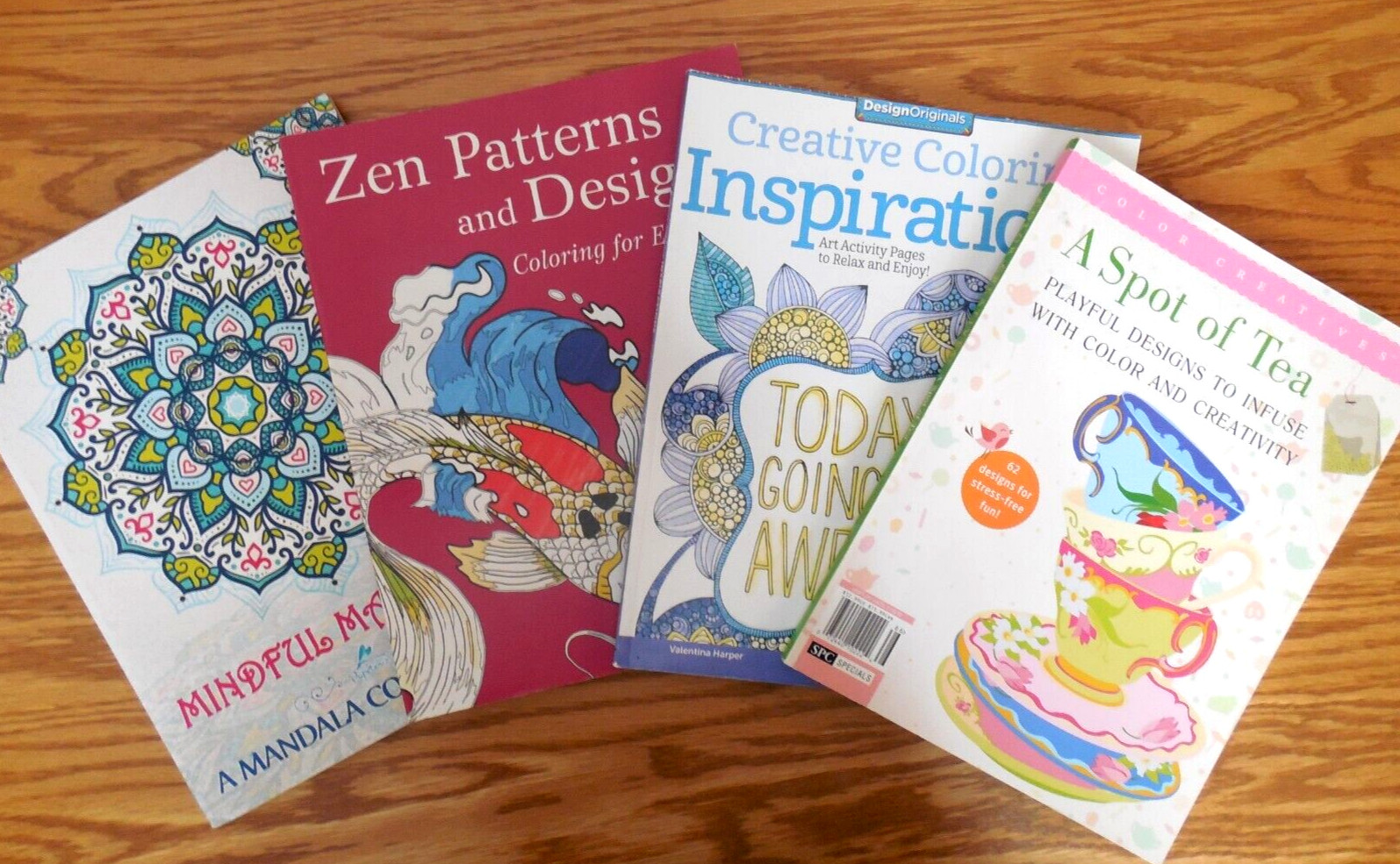 NEW Lot of 4 Adult Coloring Books: Spot of Tea*Mindful Mandala*Inspirations*Zen