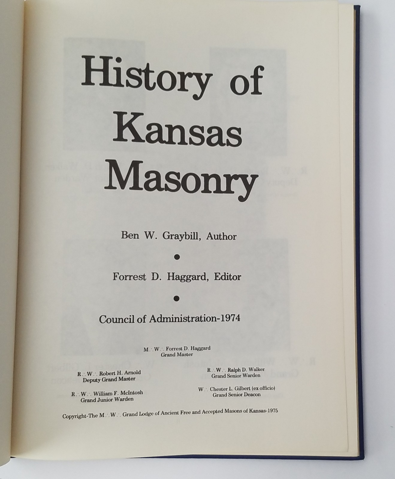 History of Kansas Masonry Book 1974. Hardcover 136 Pages. Mason