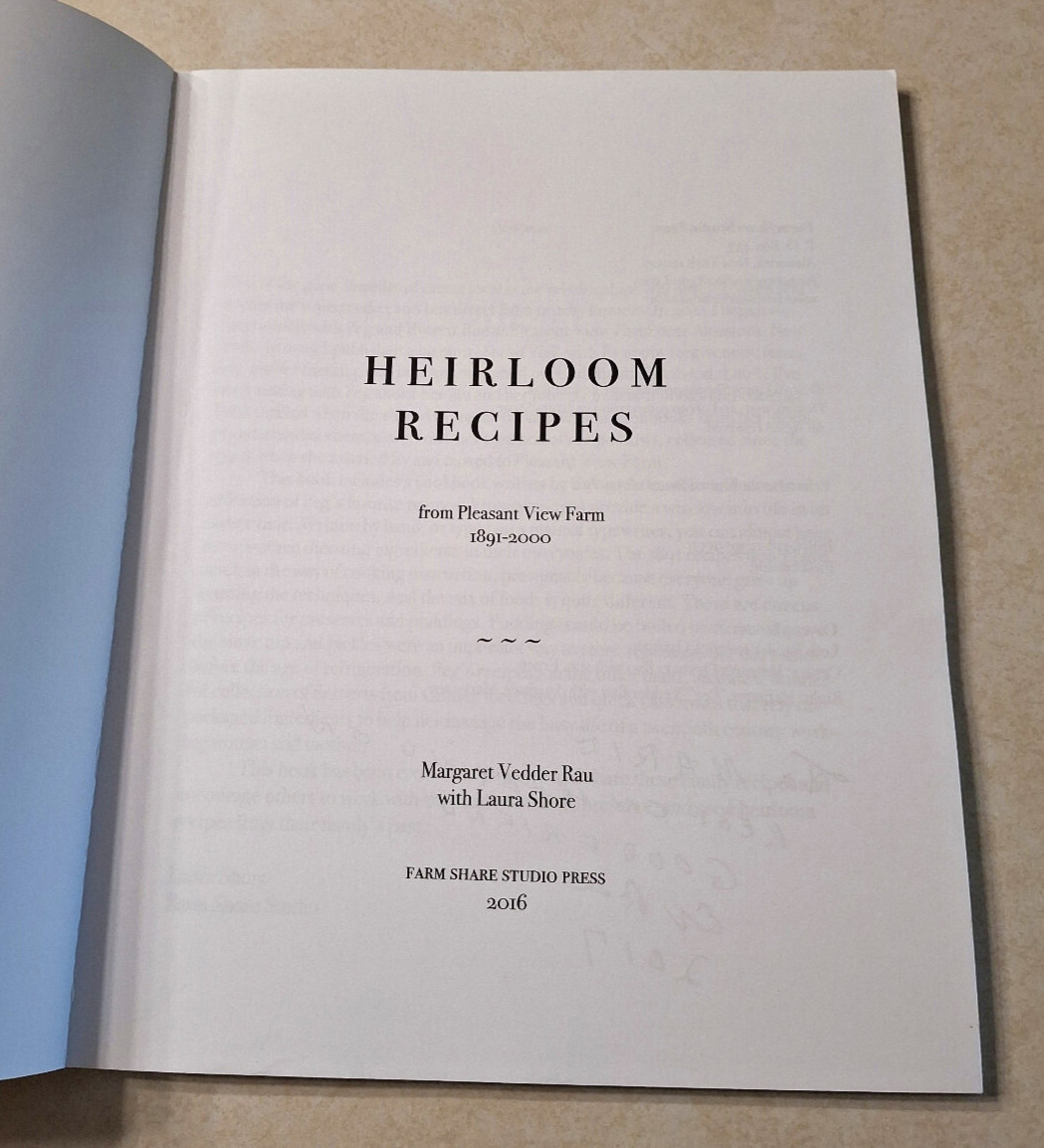 Heirloom Recipes Pleasant View Farm 1891 Cook Book Vintage Altamont NY History