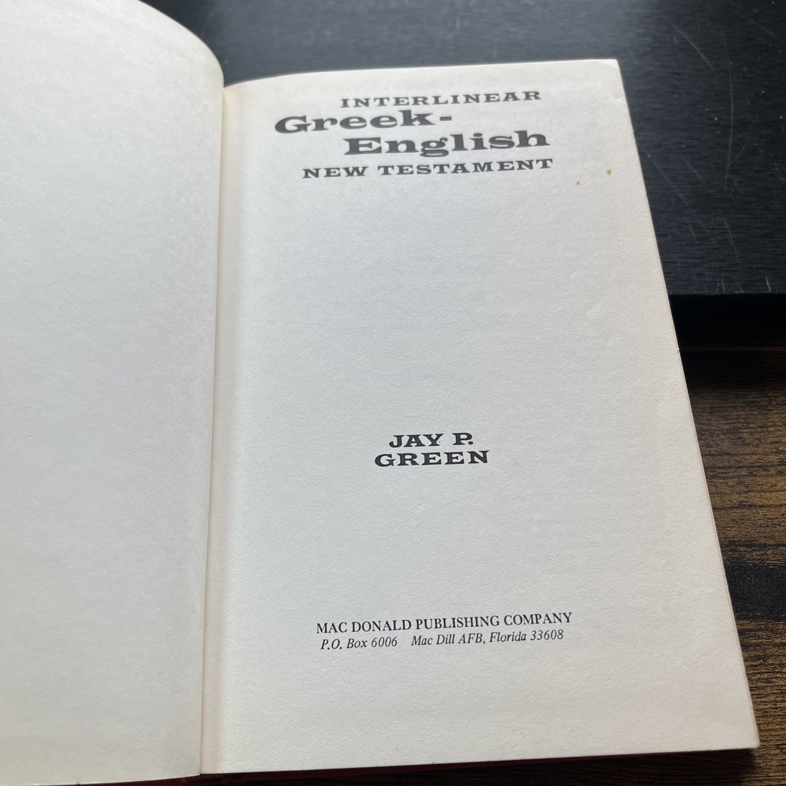 Interlinear Greek-English New Testament Jay P Green 1972 Mac Donald Publishing