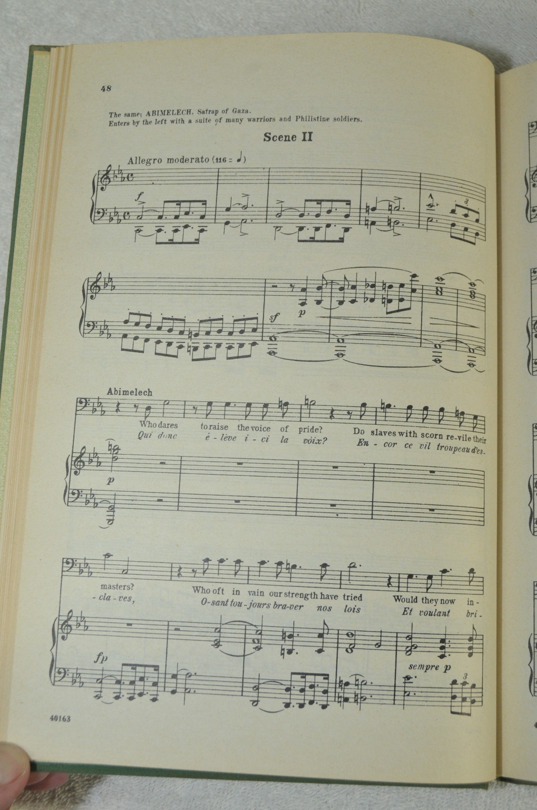 SAMSON AND DELILAH AN OPERA IN THREE ACTS VOCAL SCORE By Saint-Saens HC c1892