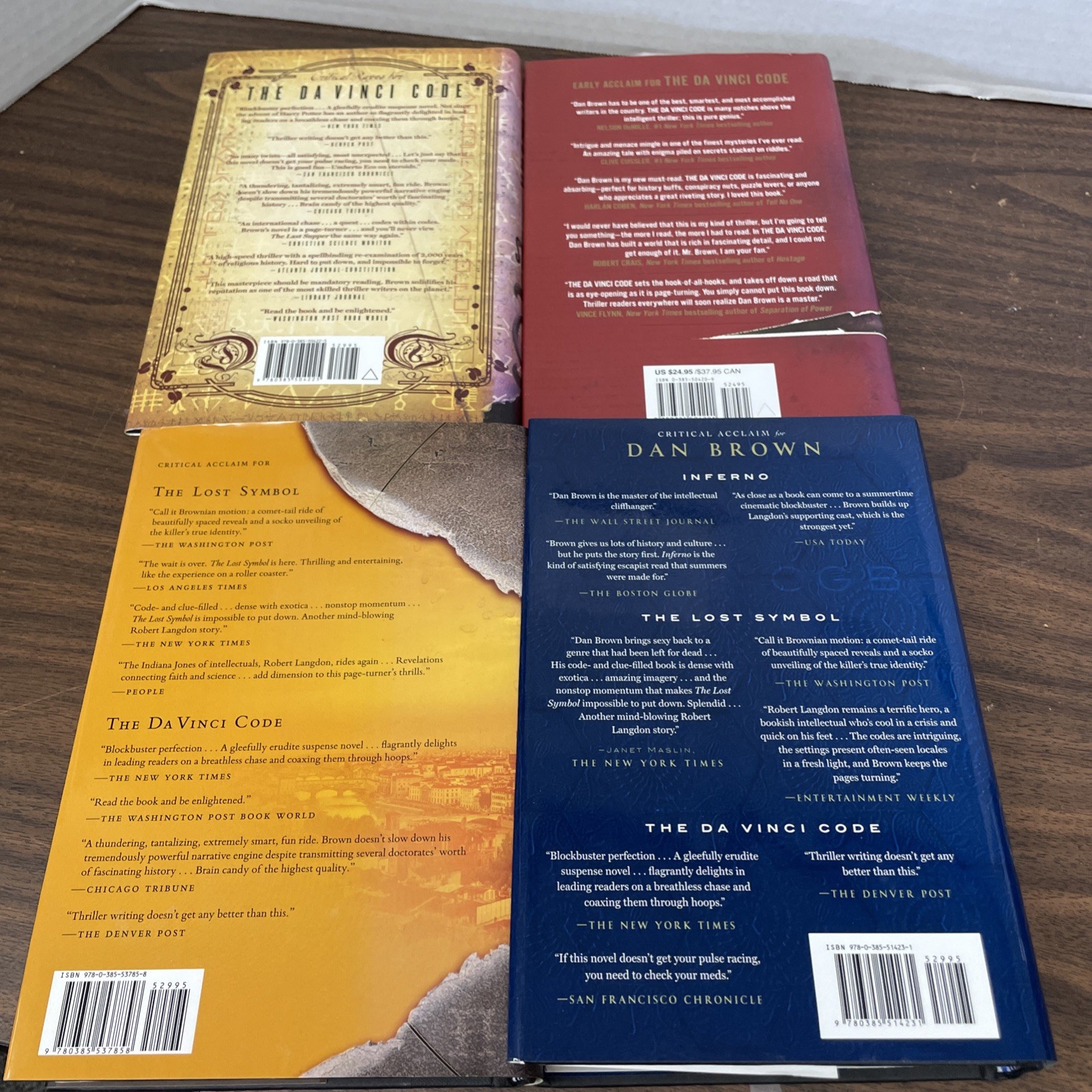 Dan Brown Lot of 4 (of 6) Robert Langdon Series (See Photos for Titles)