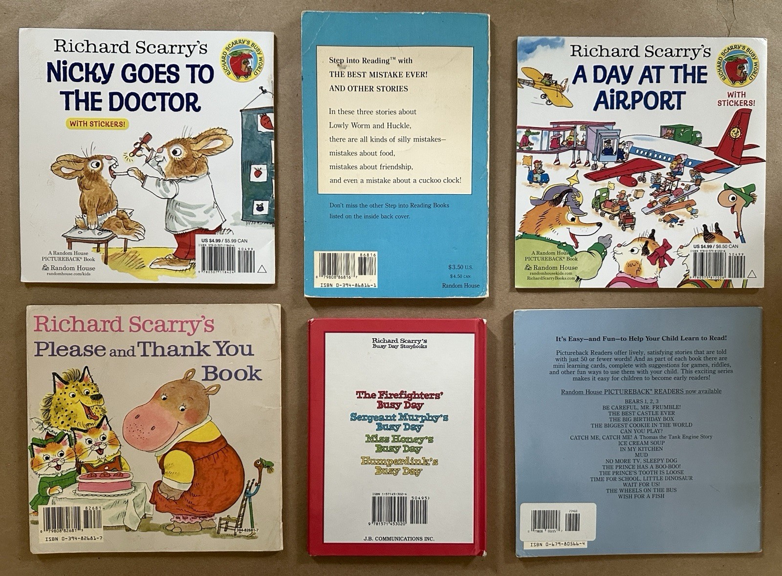 Lot of 6 Richard Scarry Busy Town Books 5 Vintage PB/HC