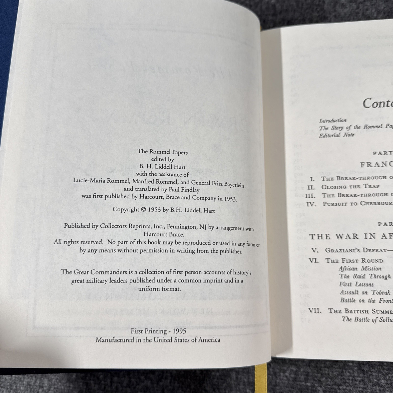 The Rommel Papers The Great Commanders Series 1995 First Printing