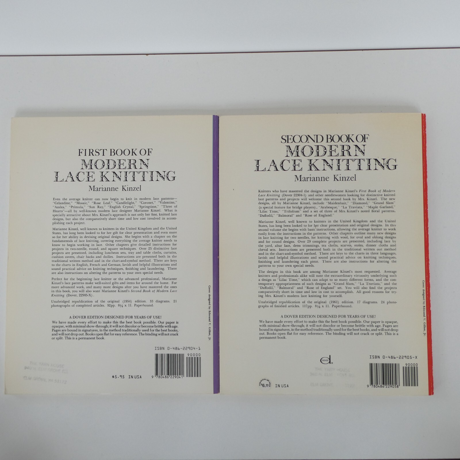 Modern Lace Knitting First and Second Books by Marrianne Kinzel Good Condition