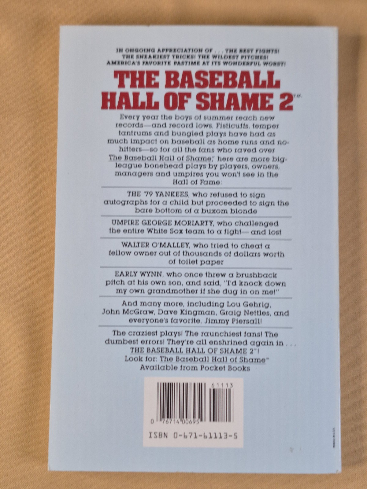 4 Books – NO CREASES – The Baseball Hall of Shame 1, 2, 3, 4 Pocket Books Trade