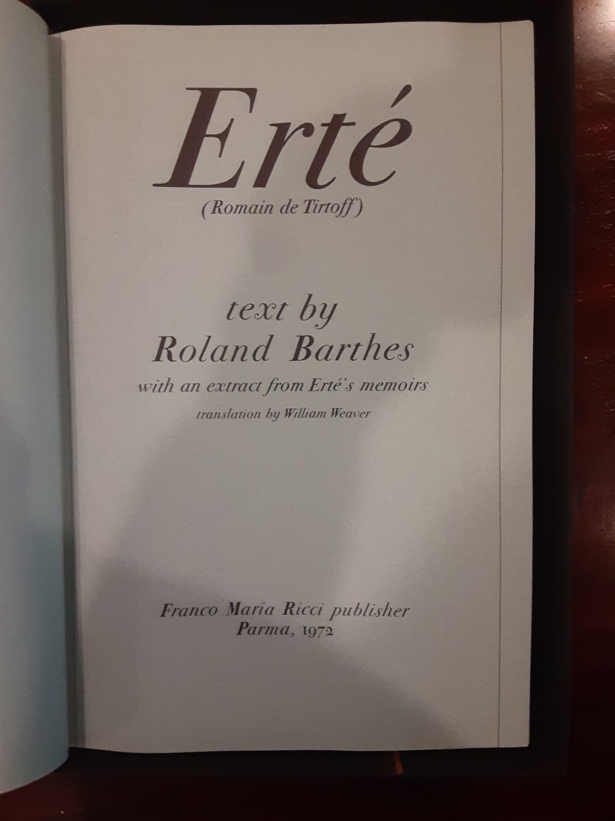 Erte. Text by Roland Barthes. Franco Maria Ricci publisher.1972 Limited Edition
