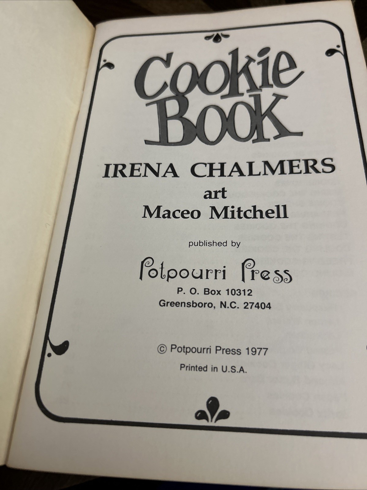 Cookie Book Irena Chalmers 1977 Vintage Recipe Booklet Potpourri Press