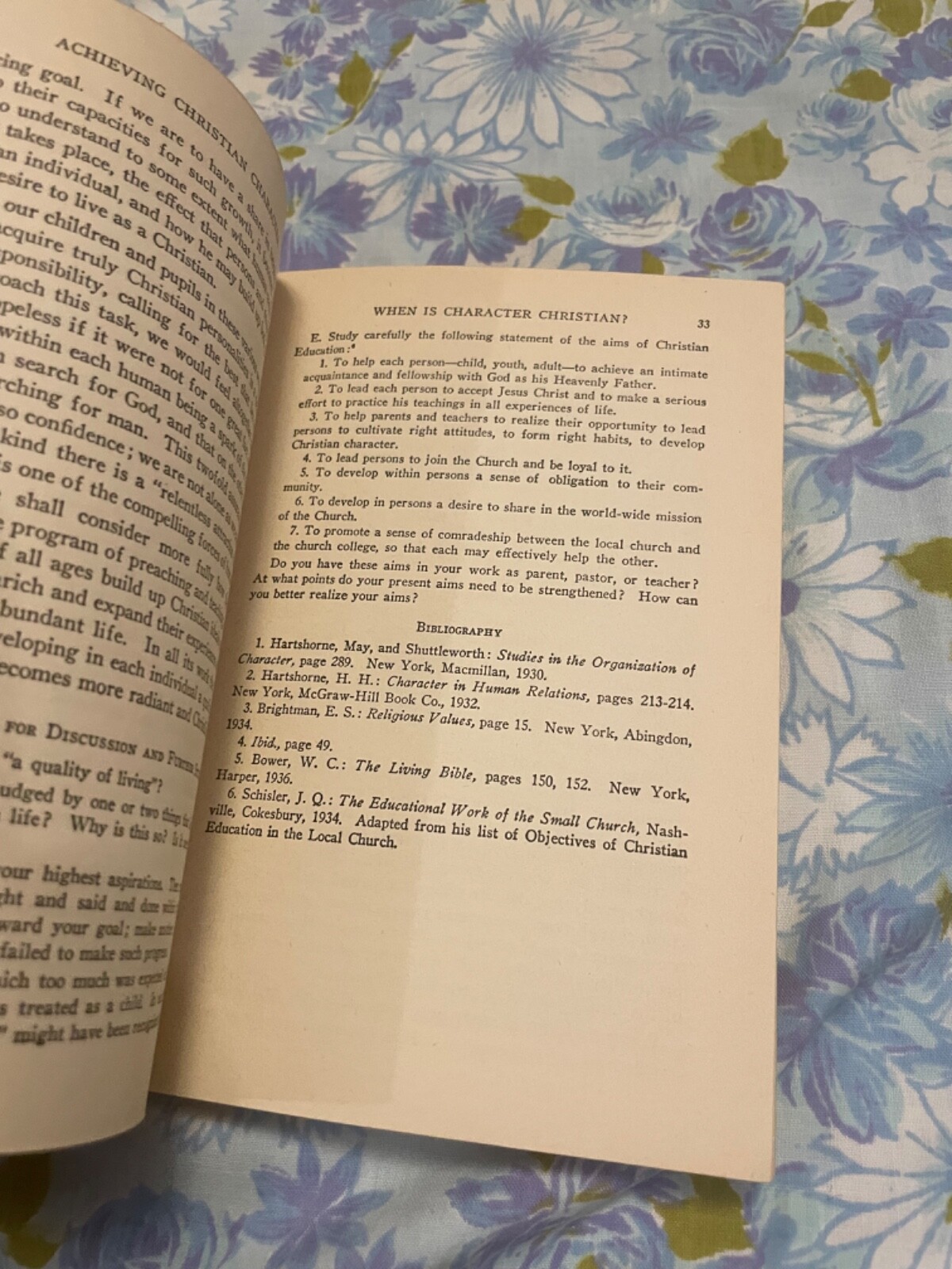 BOOK Frances Cole McLester ACHIEVING CHRISTIAN CHARACTER 1937 Abingdon Press