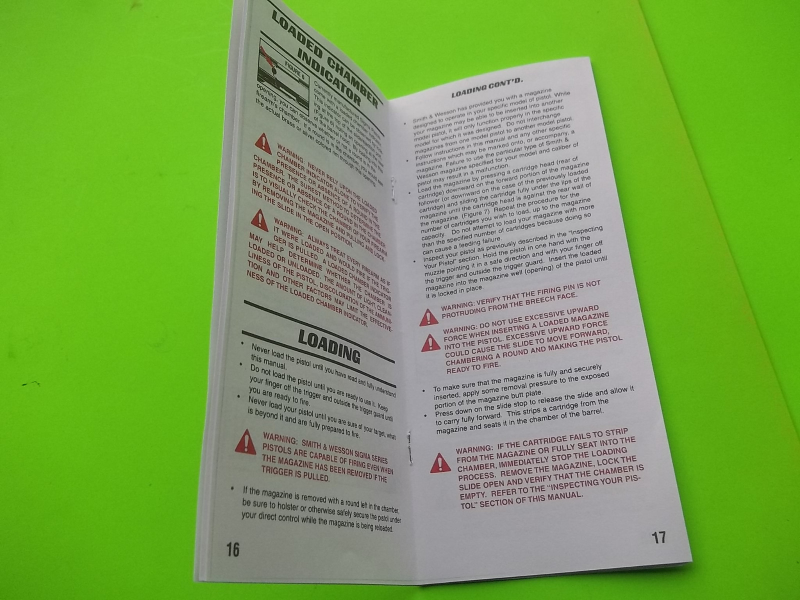 SMITH & WESSON SIGMA PISTOL SAFETY & INSTRUCTION MANUAL, 31 pages, dated 2005