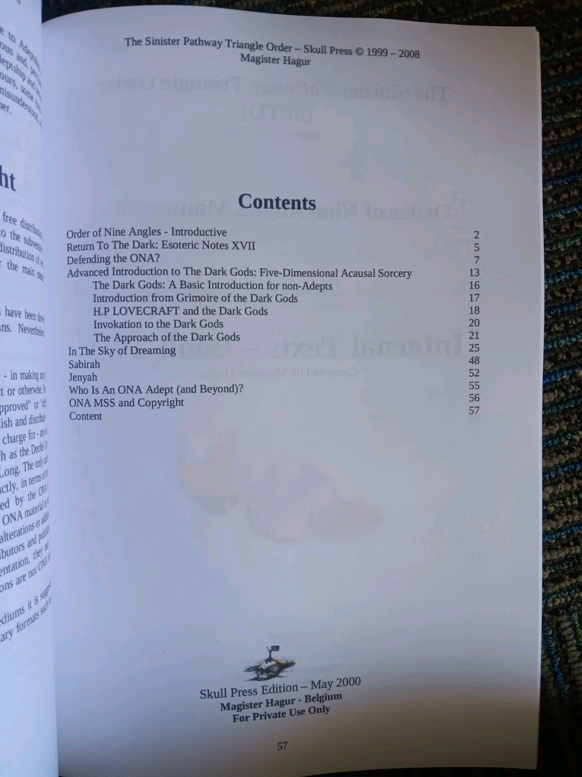 Magister Hagur: Infernal Texts Book 1&2 O9a Occult order of nine angles Satanism