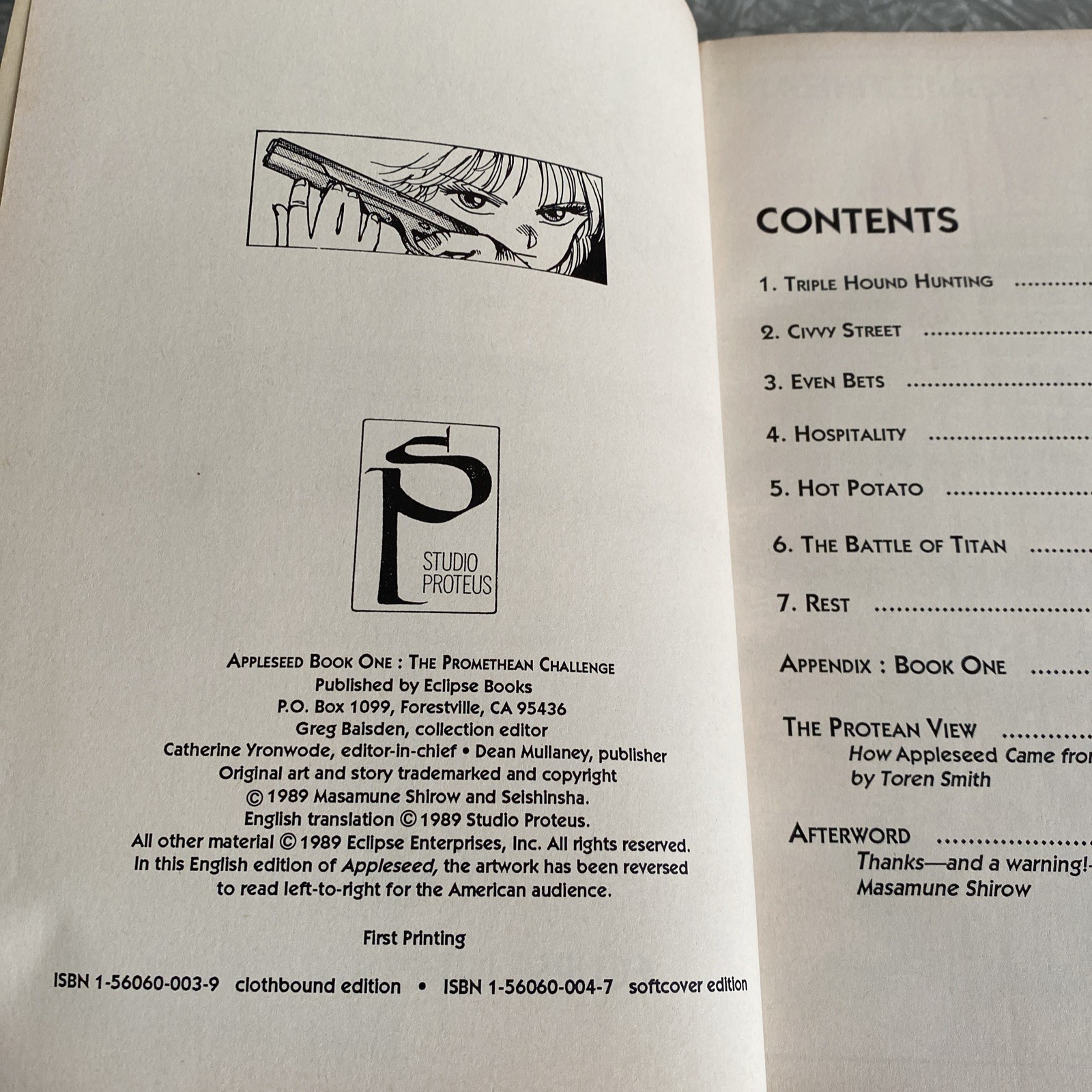 AS-IS Appleseed The Promethean Challenge First Printing Cloth Hardcover *STAINED