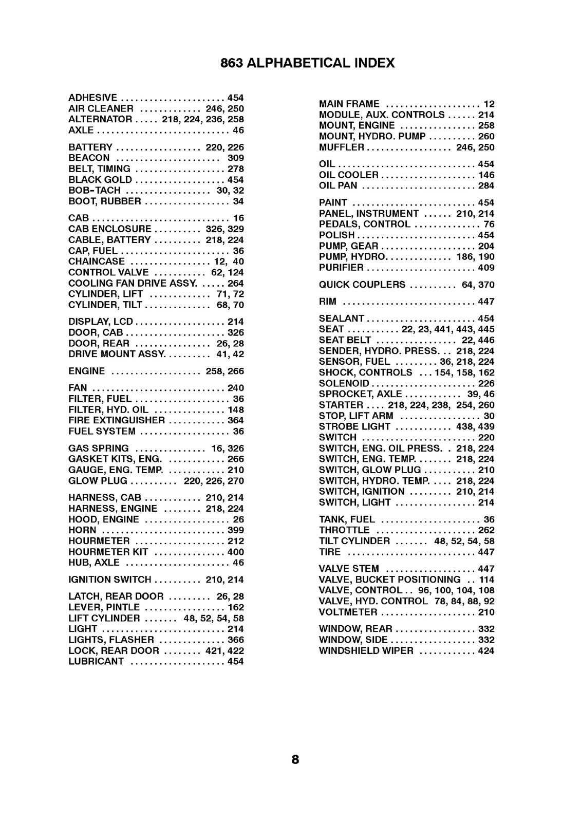 BOBCAT 863 Skid Steer Loader Parts Manual SN 514411001 Up 2001 – COIL BINDING