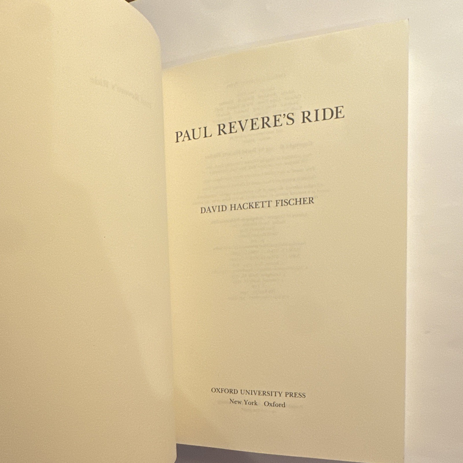 David Hackett Fischer Paul Revere’s Ride Oxford Univ Press PB 1994 Illustrated