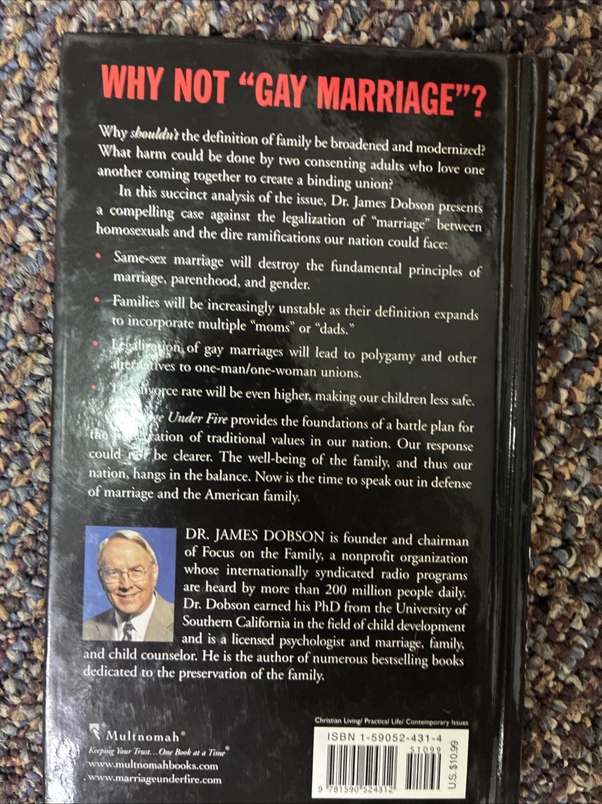 Marriage under Fire : Why We Must Win This Battle by James C. Dobson (2004,…