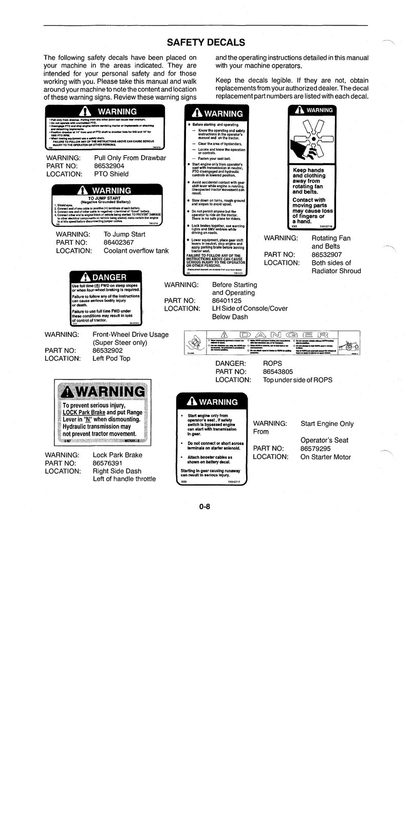 NEW HOLLAND TC35DA TC40DA TC45DA Tractor Operators Manual FASTENED – COVERED