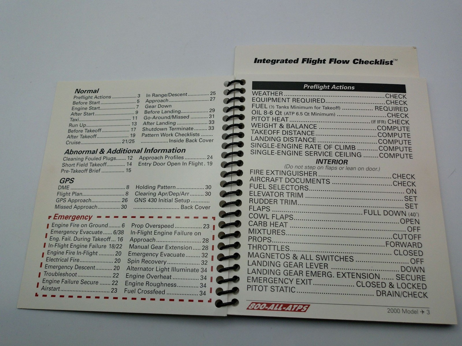 ATP Piper Seminole Checklist GNS 430 Integrated Flight Flow Checklist 2000 Pilot
