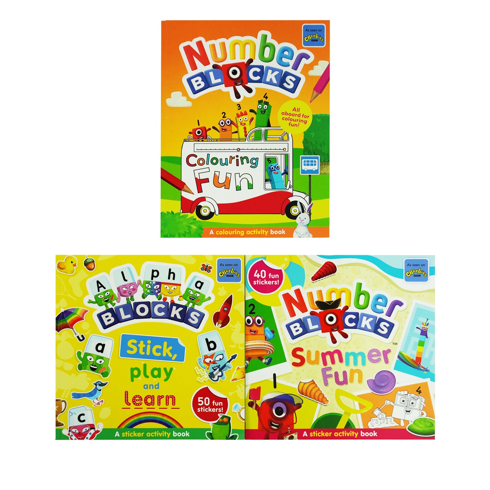 Numberblocks Colouring Fun & Sticker Activity 3 Books Set – Ages 3+ – Paperback