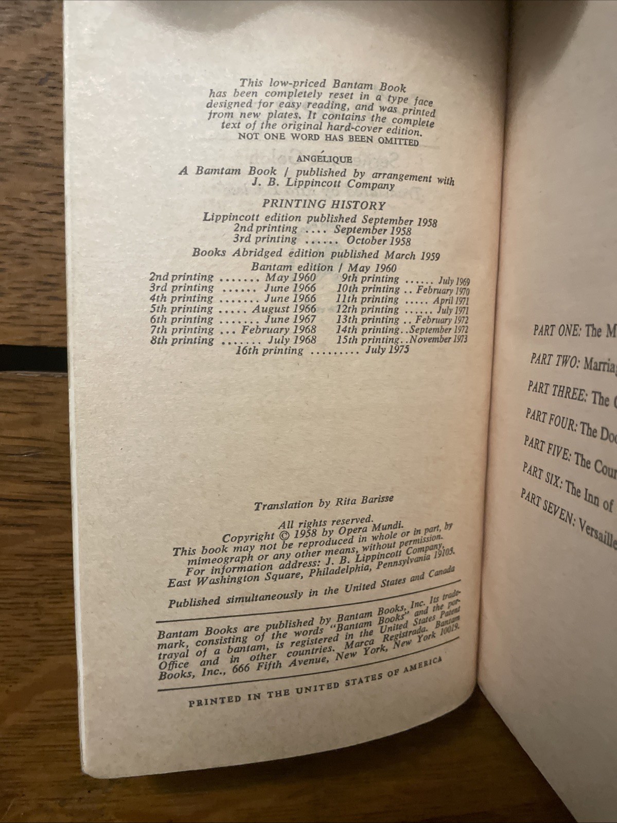 Sergeanne Golon: Angelique Pbk Bantam 1975 Printing