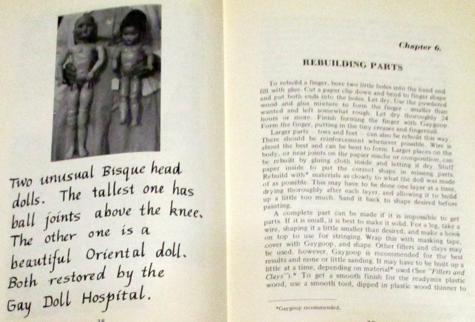1971 Doll Repair “From the Gay World of Dolls” Evelyn Gaylin H/C 158 Pages