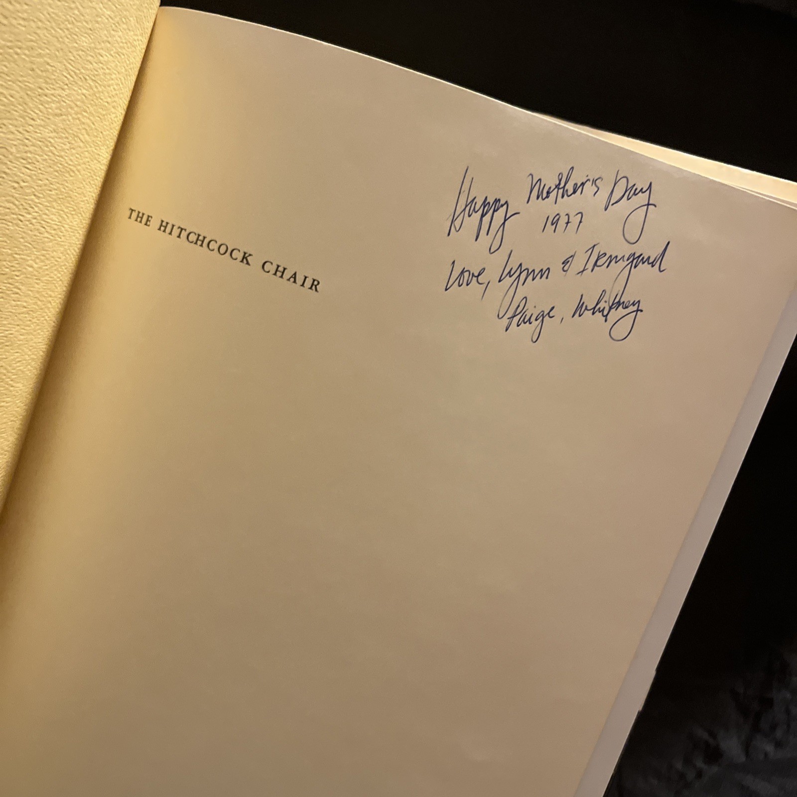 THE HITCHCOCK CHAIR-Story of Connecticut Yankee-JOHN TARRANT KENNEY-Ex 1st HC DJ