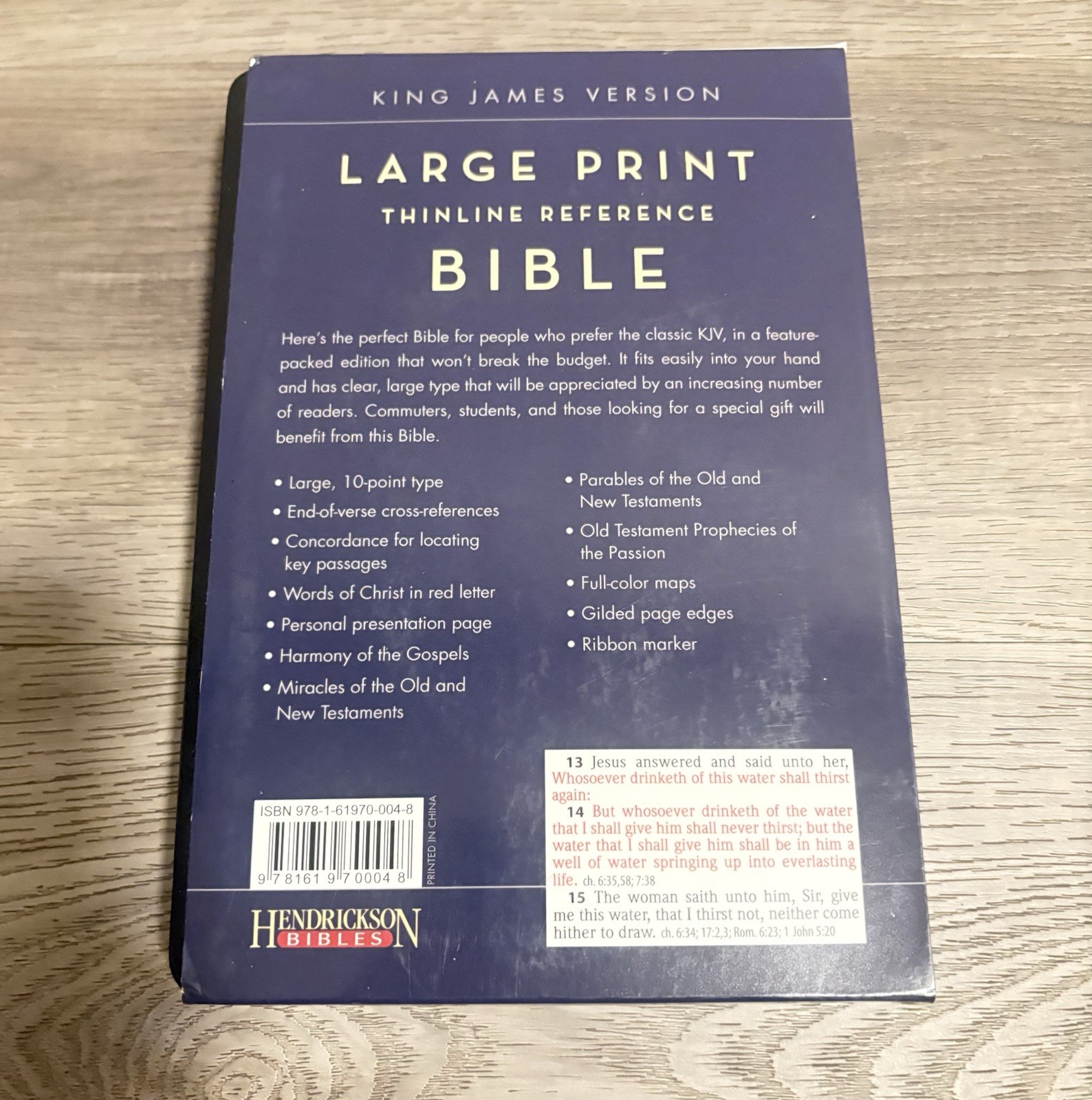 Hendrickson 2012 Thinline Reference Bible-KJV-Large Print Black Flexisoft