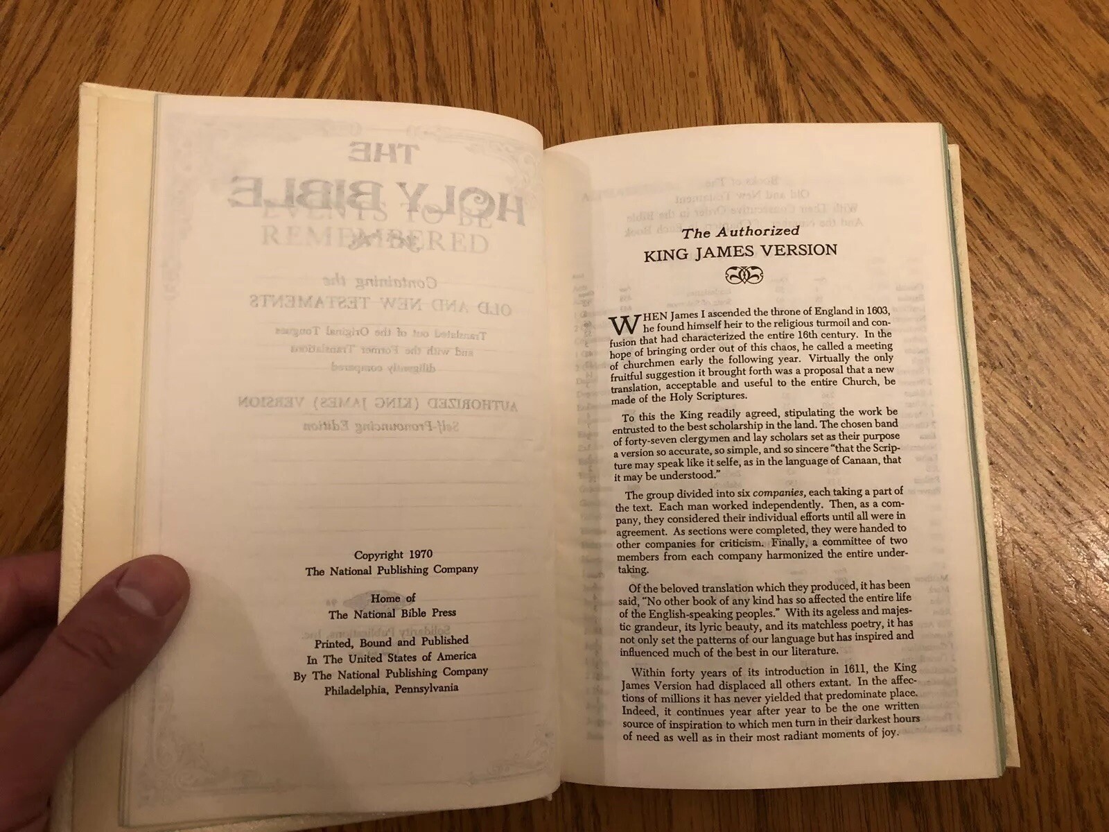Holy Bible KJV National Bible Press 1970, Remembrance Edition