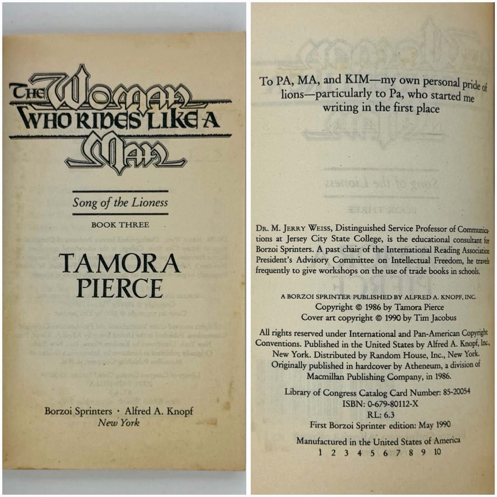 Song of the Lioness 1-4 – Tamora Pierce (mmpb set, 1st prints) Borzoi, 1989-1990