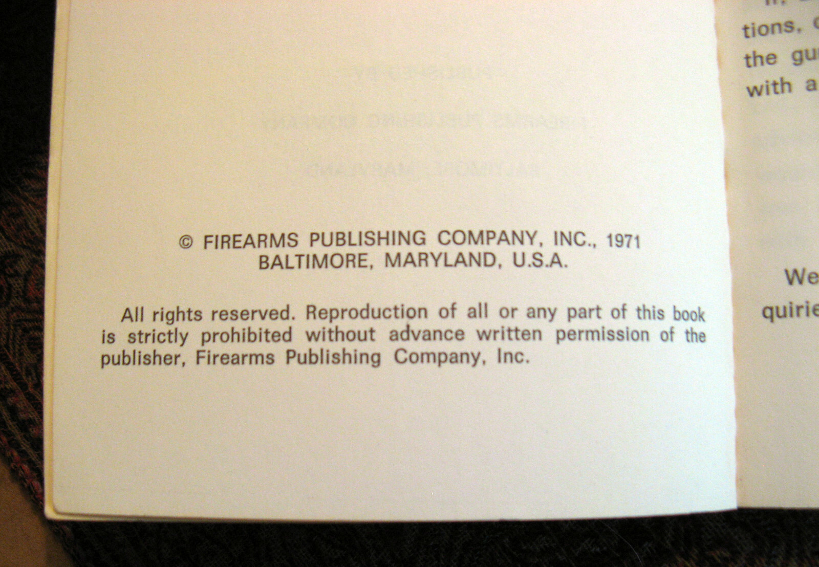 Federal Gun Laws and You, by Joseph J. Wase. Firearms Publishing Co., 1971. Sof