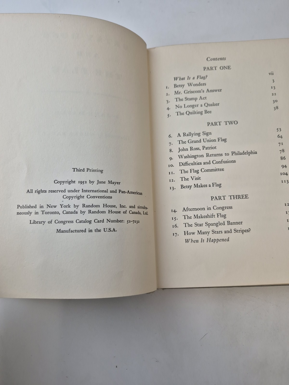 Betsy Ross And The Flag Jane Mayer Hardcover 1952 3rd Printing