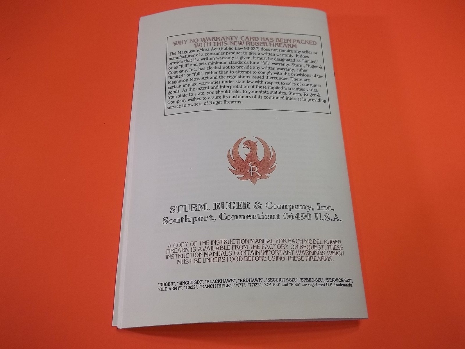 1993 RUGER NEW MODEL BLACKHAWK & SUPER BLACKHAWK MANUAL, 34 pages of useful info