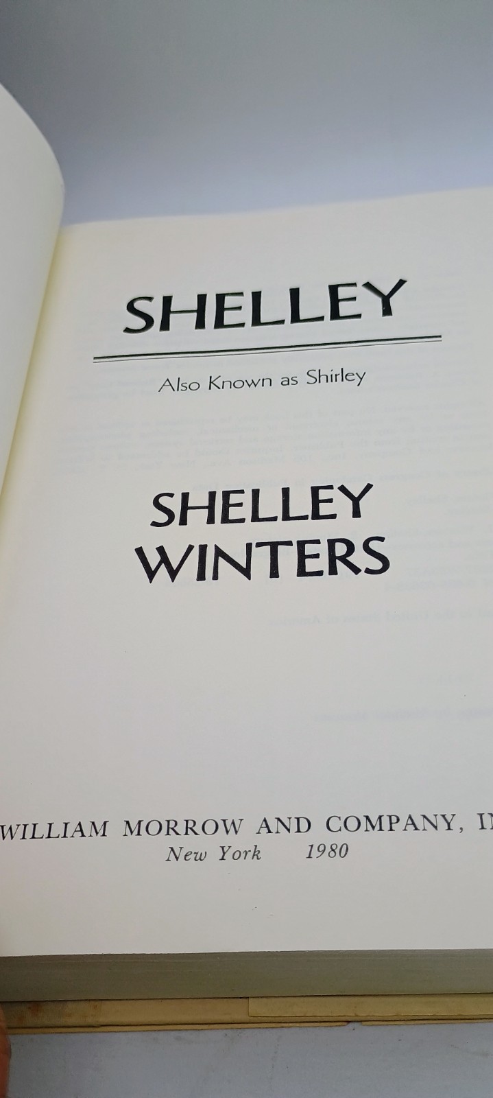 Vintage Book Shelley: Also known as Shirley – Shelley Winters 1980 Hardback BB6