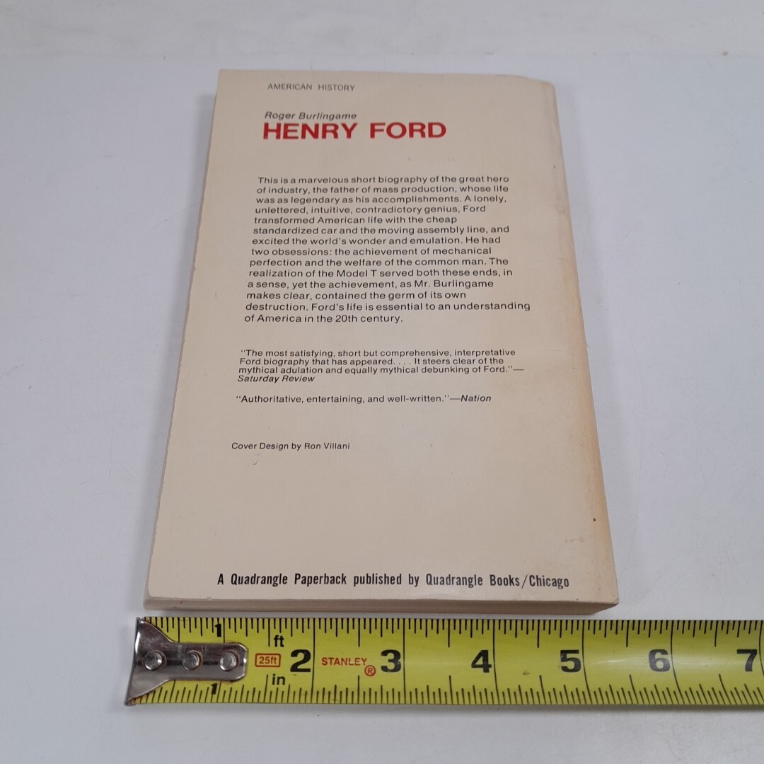 Henry Ford by Roger Burlingame, Paperback, 194 Pages