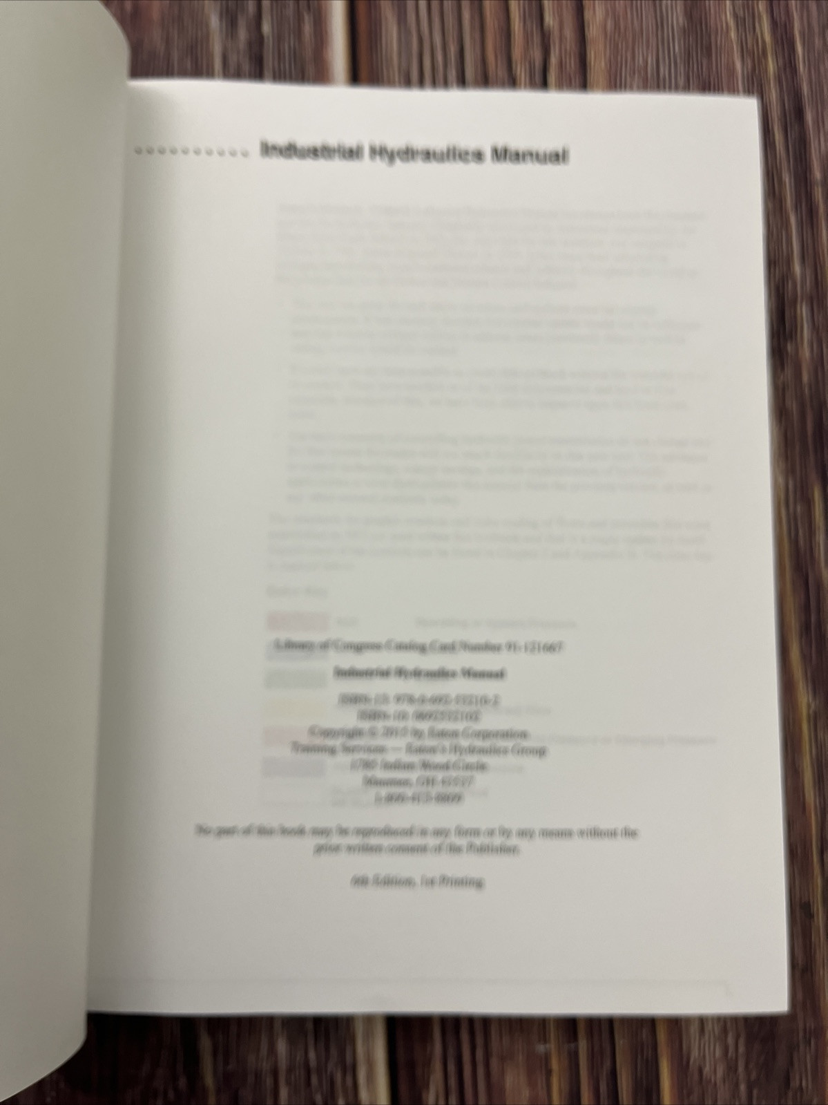 Industrial Hydraulics Manual 6th Ed – Hardcover, by Eaton – Very Good