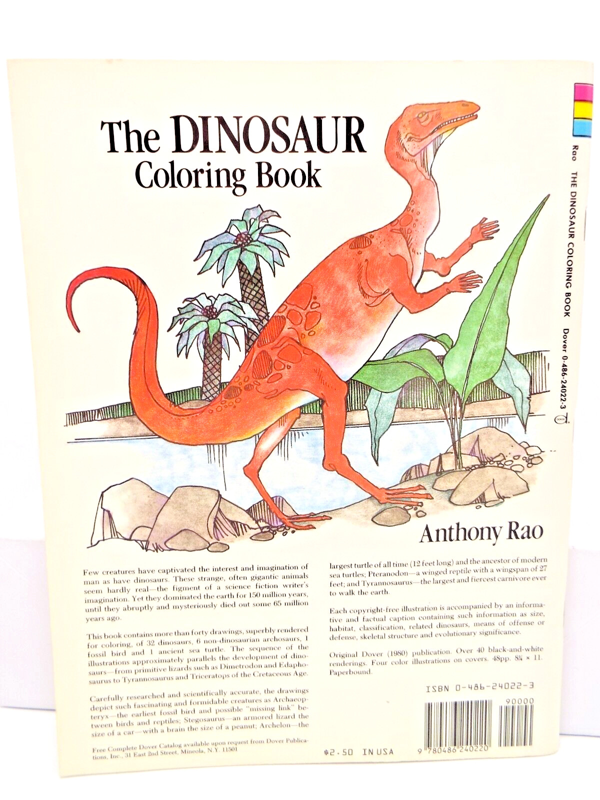 The Dinosaur Coloring Book by Anthony Rao (PB) & 2 Dinosaur Sticker Sets Vintage