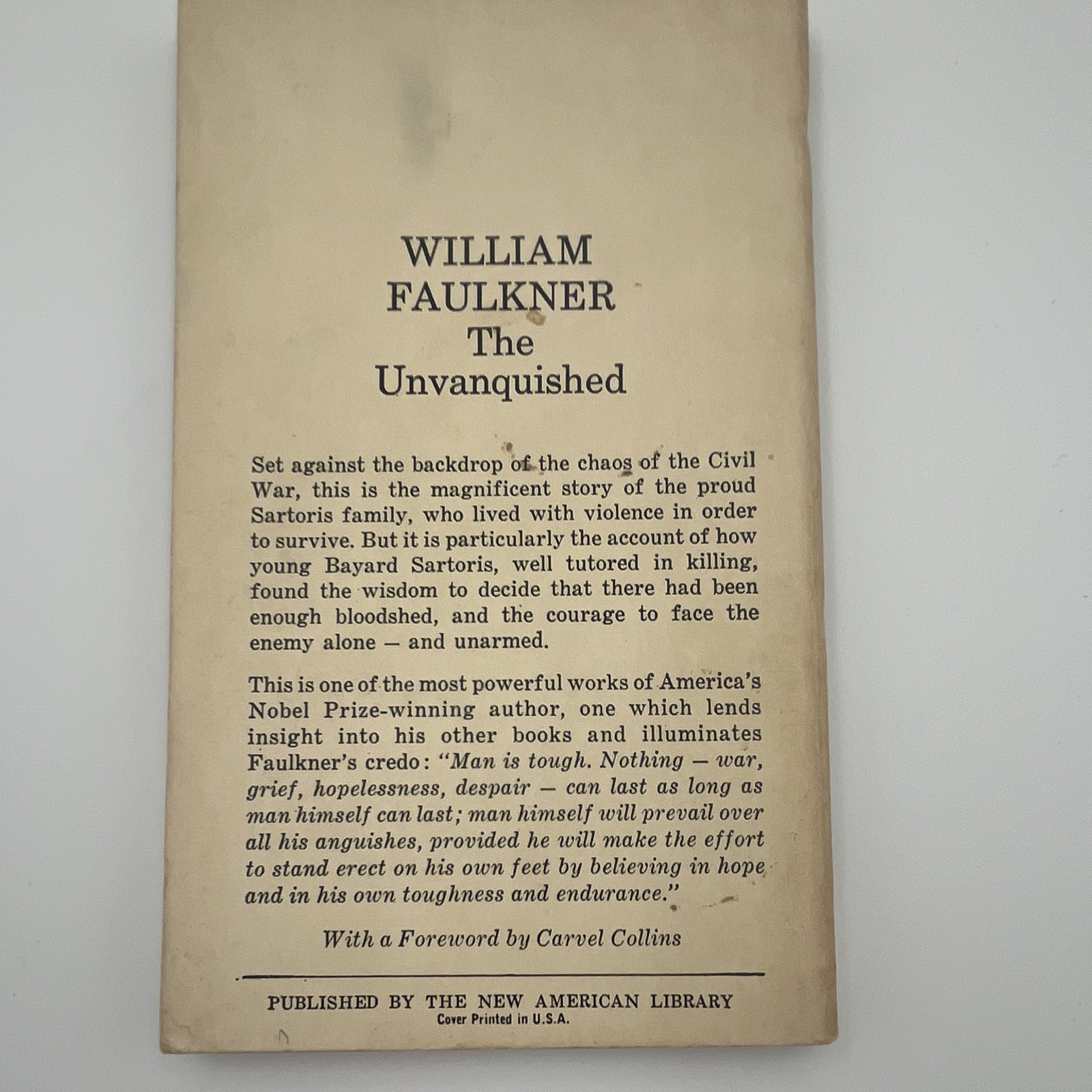 William Faulkner – The Unvanquished Paperback First Printing Signet