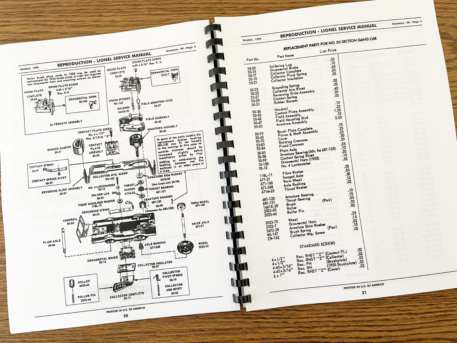 Lionel – Reproduction Factory Service Manual – Operating Accessories – 1946-1966