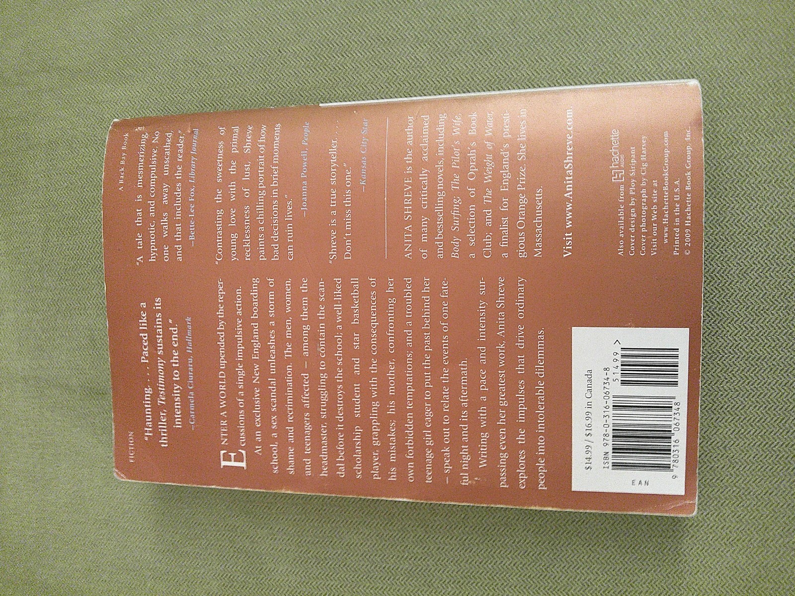 Testimony by Anita Shreve, 9780316067348, Paperback